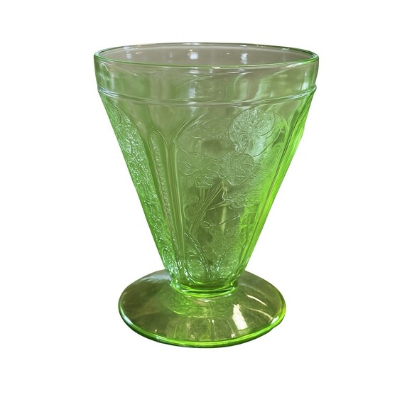 Jeannette Other - Vintage Jeannette Cherry Blossom Vaseline Glass Juice Tumbler 4 oz Green Uranium